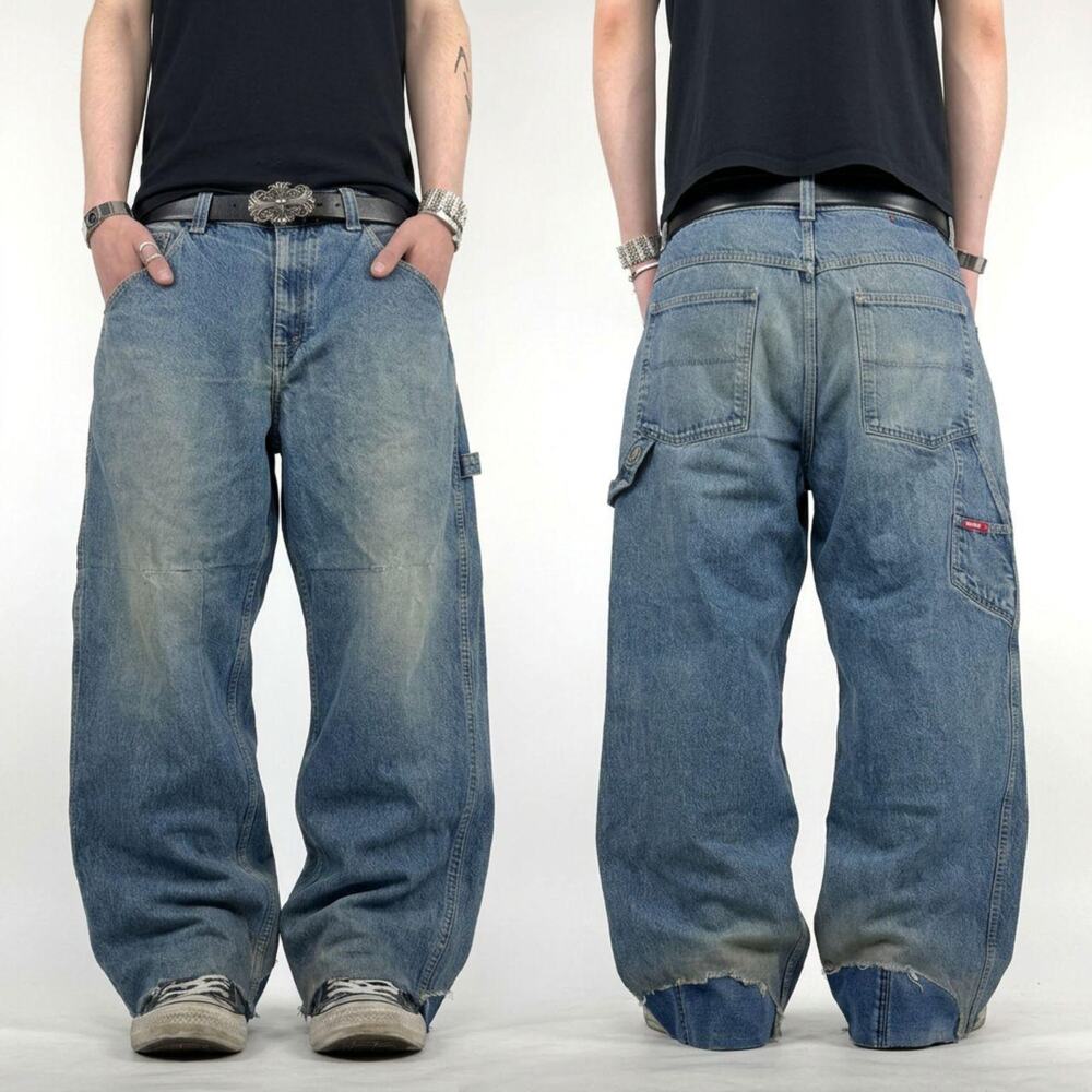 Vintage y2k grunge ecko unltd embroidered distressed baggy archive jeans